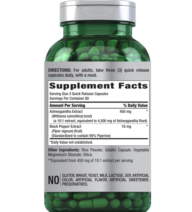 Piping Rock Ashwagandha Supplement Capsules, 240