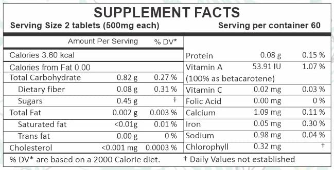AYURFOREST Wheatgrass Tablets 500 mg, 120 Tablets