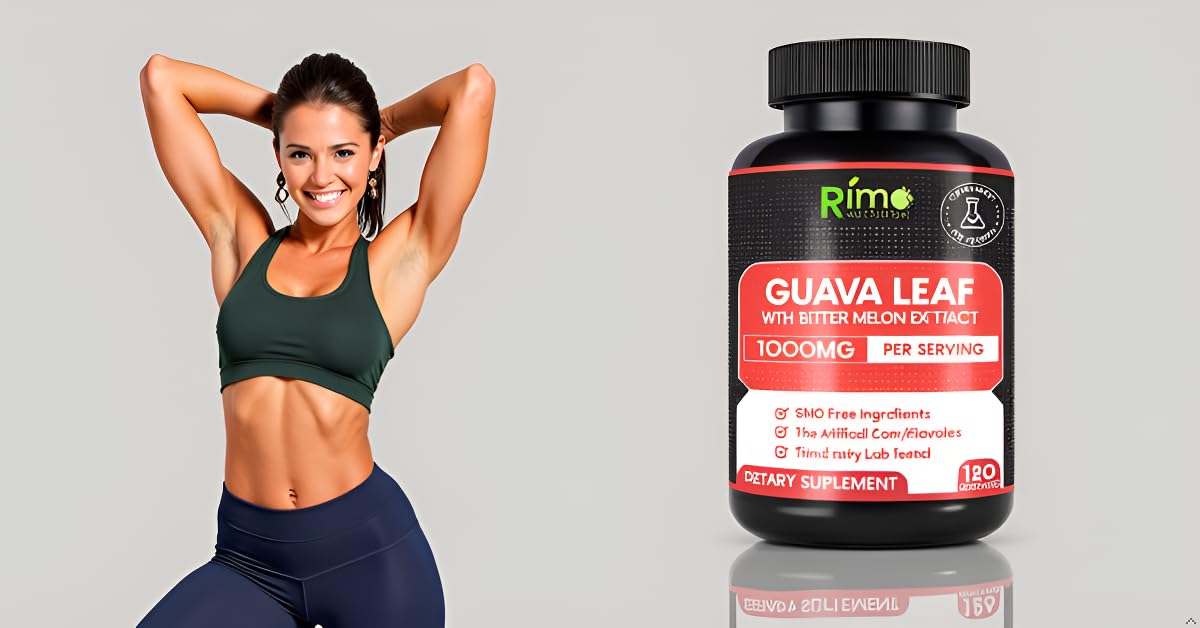 Rimo Nutrition Guava Leaf Extract with Bitter Melon 1000 mg Per Serving Capsules, 120 Count
