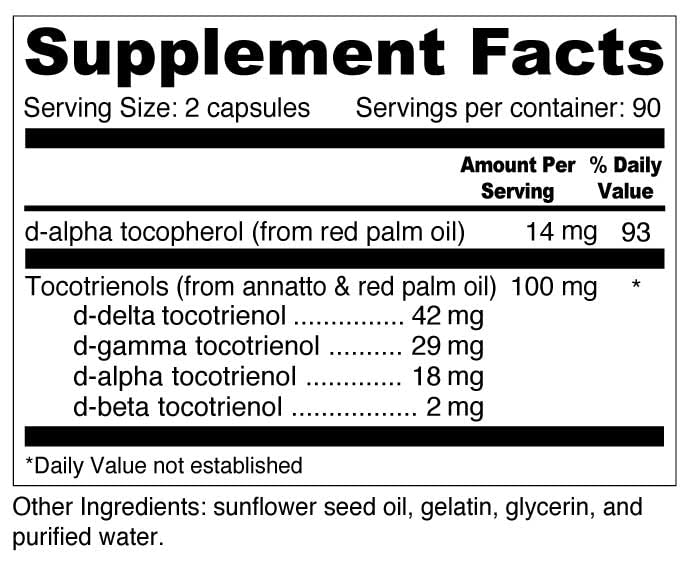 Wellness Resources Daily Super E Tocotrienol Complex Softgels 180