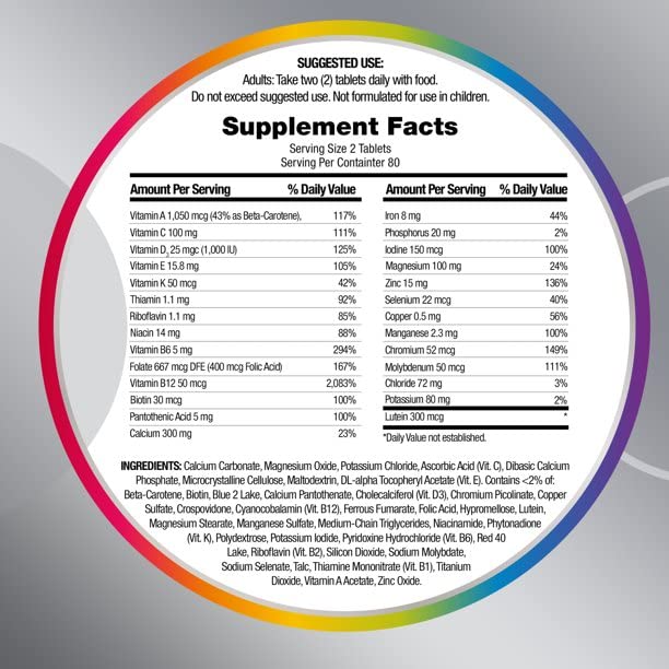 Tablets Minis Women 50+ Multivitamin Multimineral Heart Brain Eye Tablet 160 Count