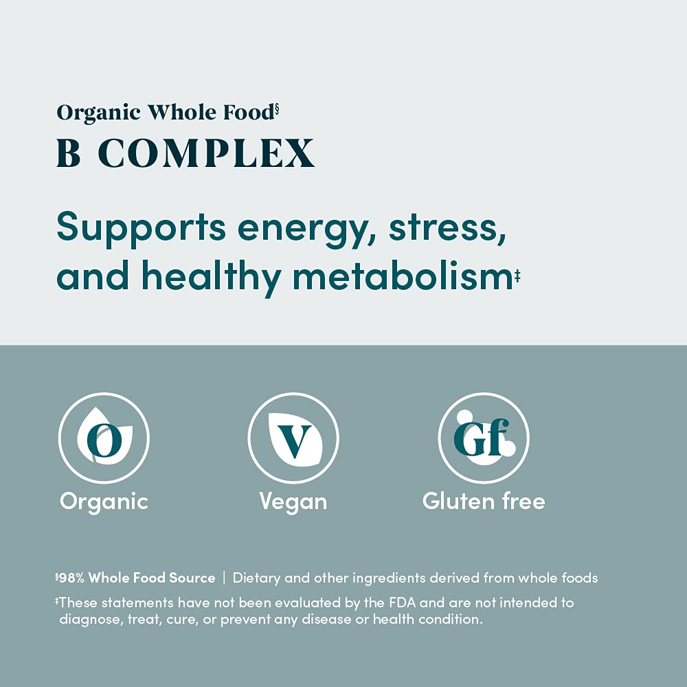 Amazon Elements Organic Whole Food B Complex Tablets, 60 Count