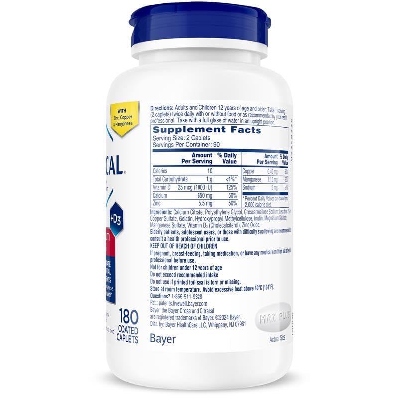Citracal Maximum Plus Calcium Supplement Tablets & Caplets 180 Count