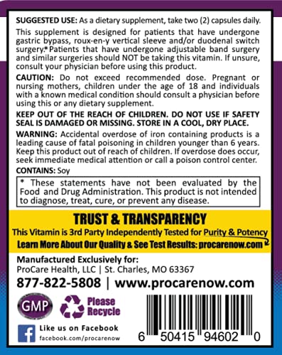 ProCare Health Bariatric Multivitamin + Probiotics Capsules, 180 Count