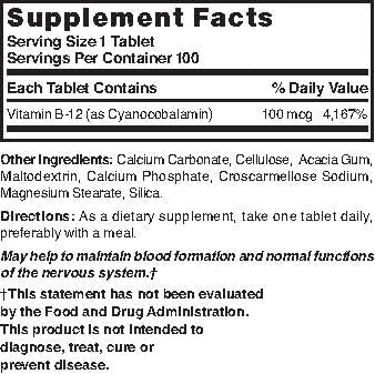 Nature's Blend Vitamin B-12 Tablet 100 Tablets