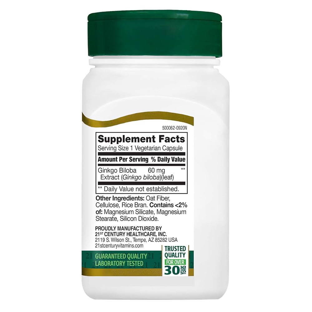 21st Century Ginkgo Biloba Extract Memory & Focus, 60 Capsules