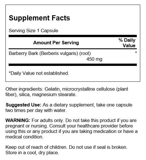 Swanson Full Spectrum Barberry Root Bark 450mg Capsules, 60 Count