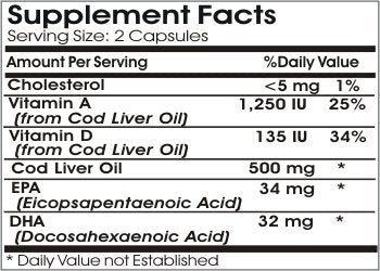 PureControl Supplements Norwegian Cod Liver Oil Concentrate 500mg Capsule, 200 Capsules