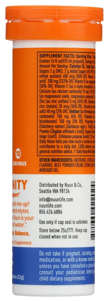 Nuun Immunity Blueberry Tangerine Electrolyte Drink Tablets, Pack of 8