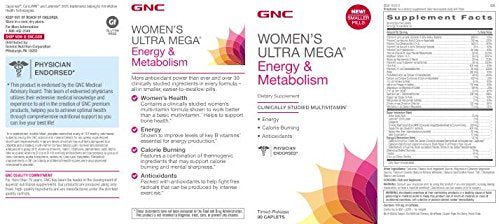 GNC Women's Ultra Mega Energy and Metabolism Multivitamin for Women, 90 Tablets