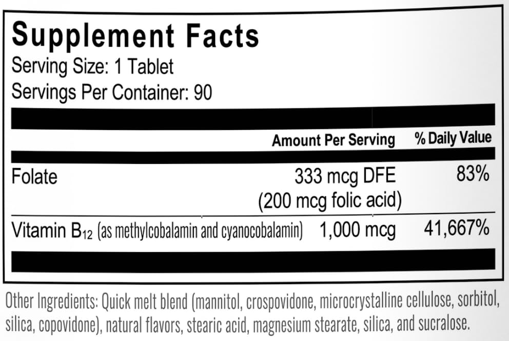 BariatricPal Vitamin B12 1000mcg Sugar-Free Tablet, 90 Count