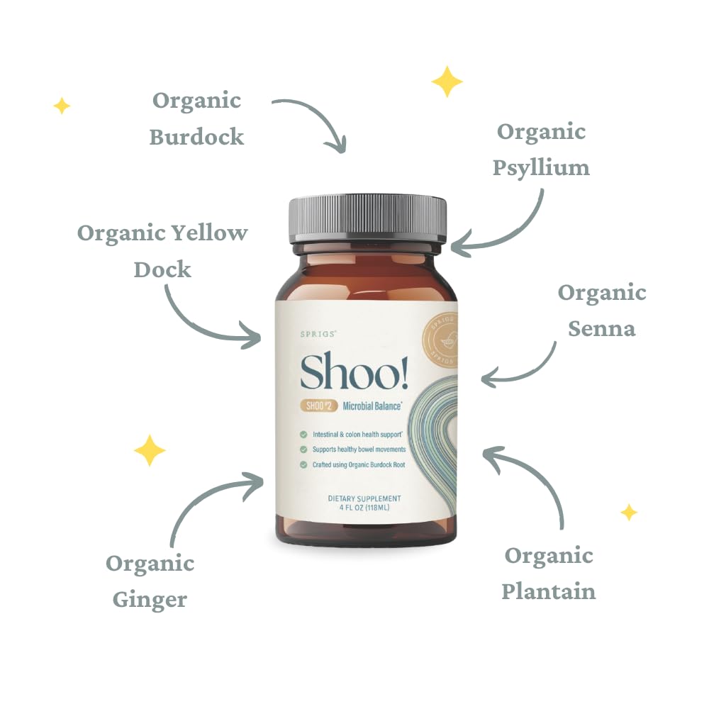 SPRIGS Shoo Microbial Balance Two-Part System Microbial Cleanse - Black Walnut, Organic Wormwood Capsule and Drop, Pack of 2
