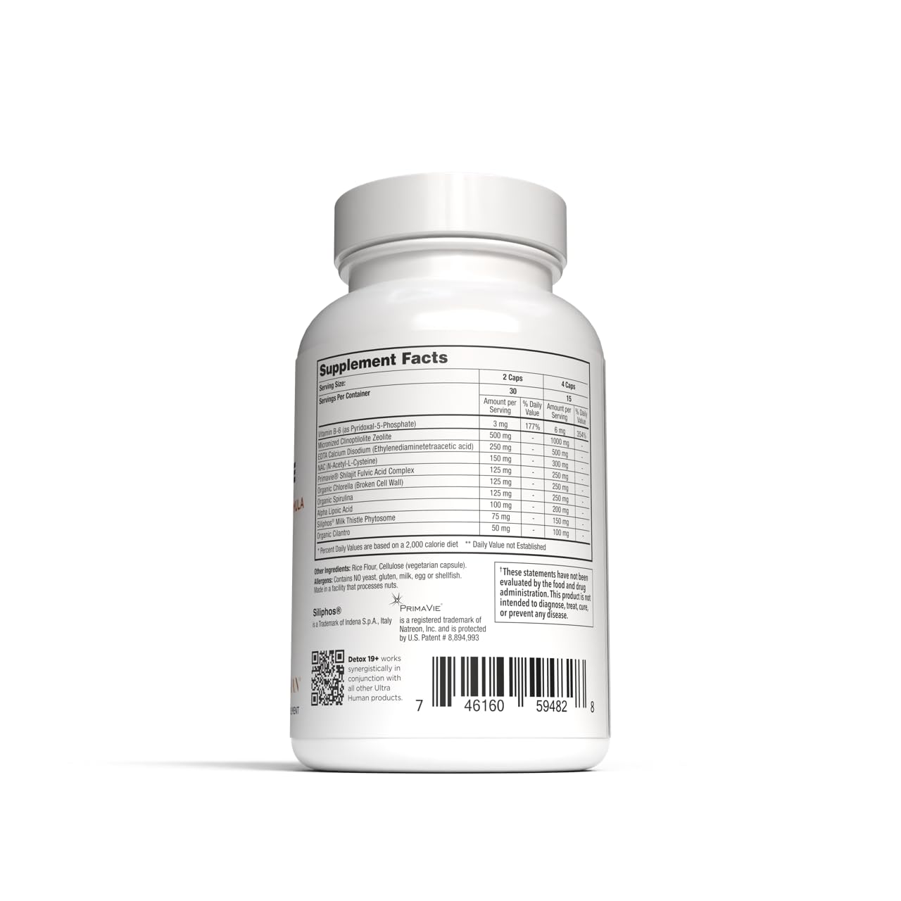Ultra Human DETOX-19 Zeolite, Shilajit, NAC, EDTA Daily Cleanse Capsules 60