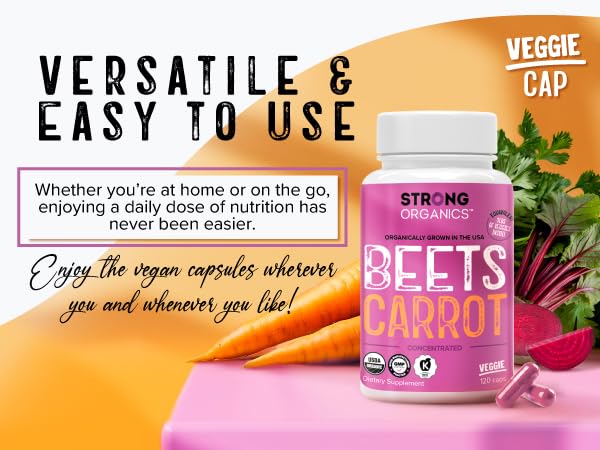 Strong Organics Organic Beet Root & Carrot Juice Powder, 120 Capsules