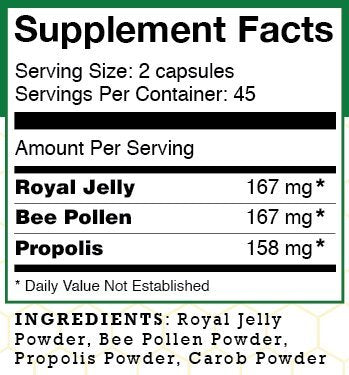 Stakich 500 mg Capsule Royal Jelly, Bee Pollen, Propolis, 90 Capsules