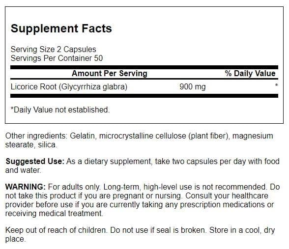 Swanson Premium Brand Licorice Root 450 Milligrams Capsules 100