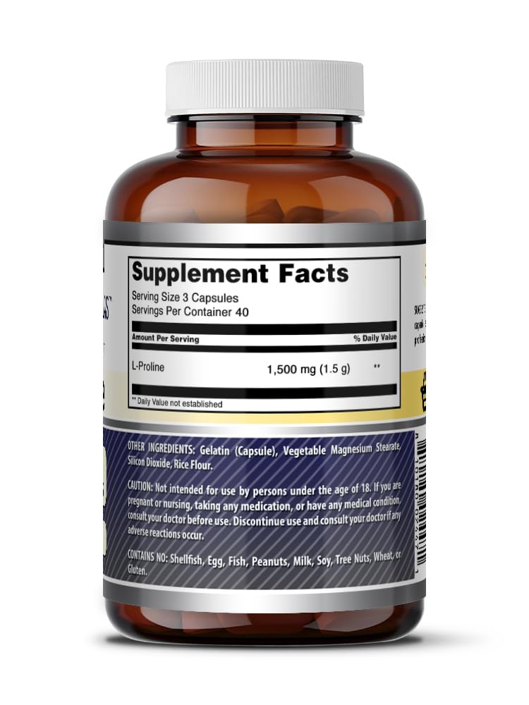 Amazing Nutrition L-Proline 1500 Mg Capsules 120 Count