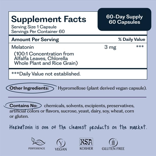 Natural Health International Herbatonin 3mg Phyto-Melatonin Capsule, 60 Capsules