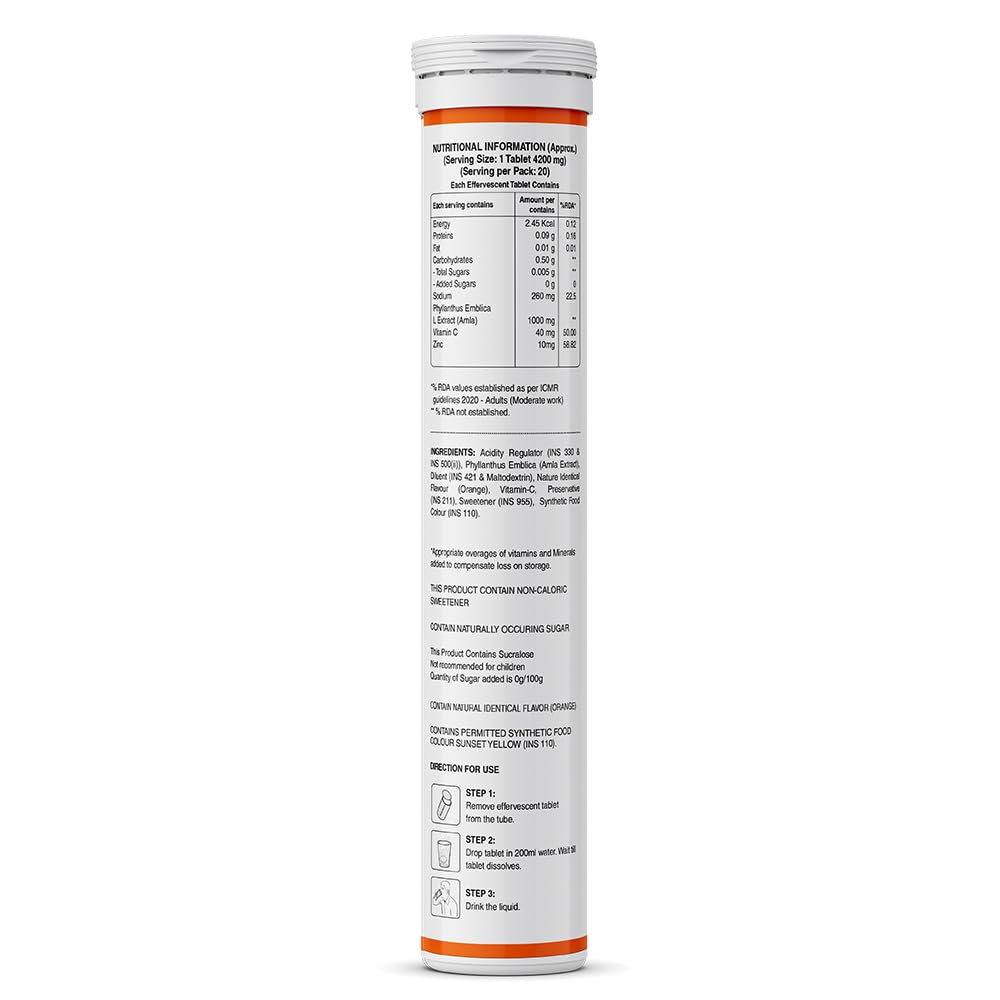 PURE NUTRITION NATURAL TREASURES Vitamin C & Zinc Effervescent Tablets, 40 Tablets