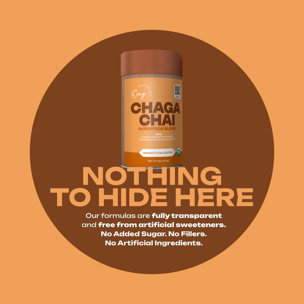 OMG! Organic Meets Good Superfoods Certified Organic Chaga Chai Instant Mix Powder, 8