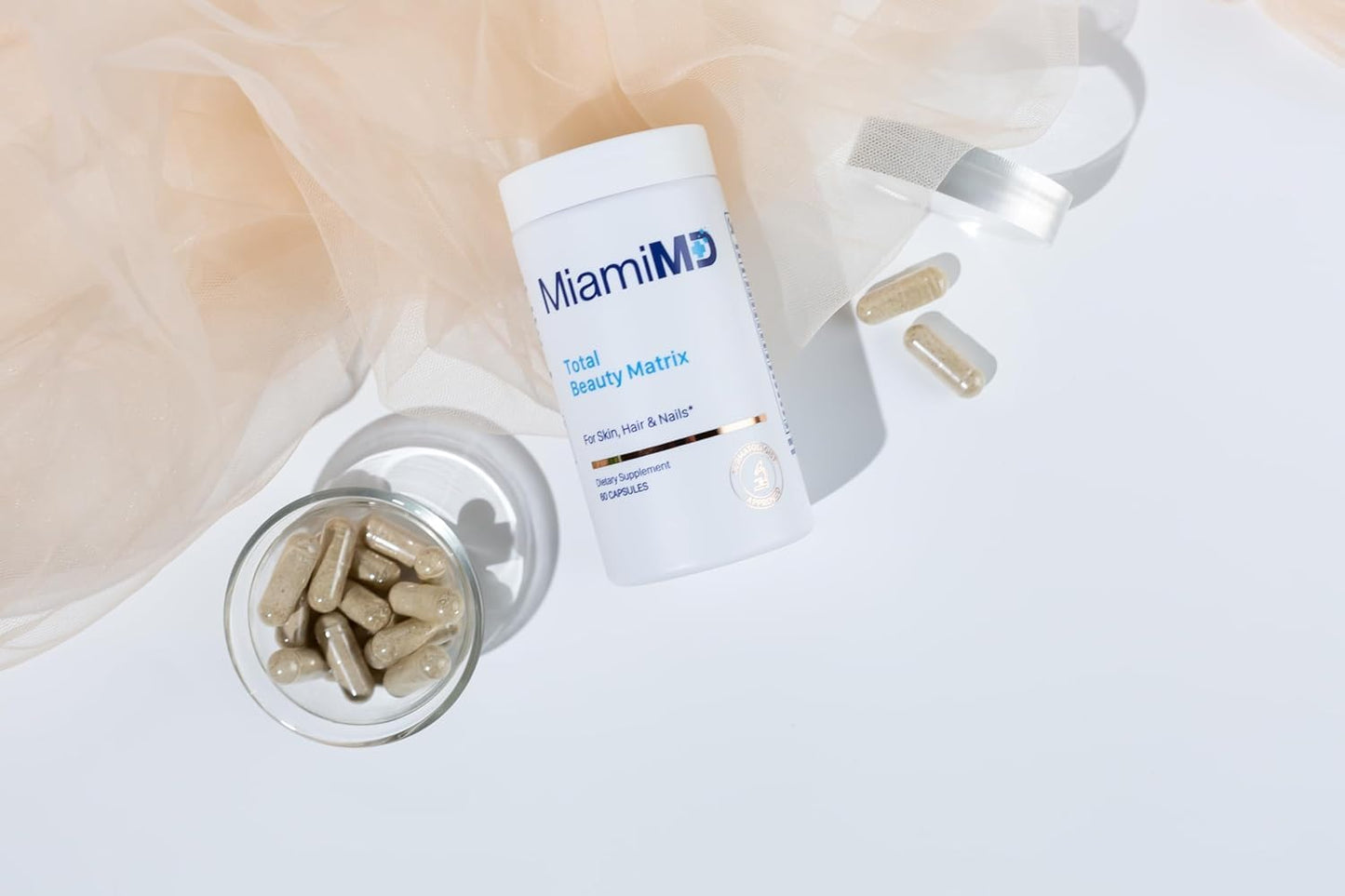 MiamiMD Total Beauty Matrix Collagen Capsules with Vitamin C for Hair, Skin and Nails, 180 Capsules