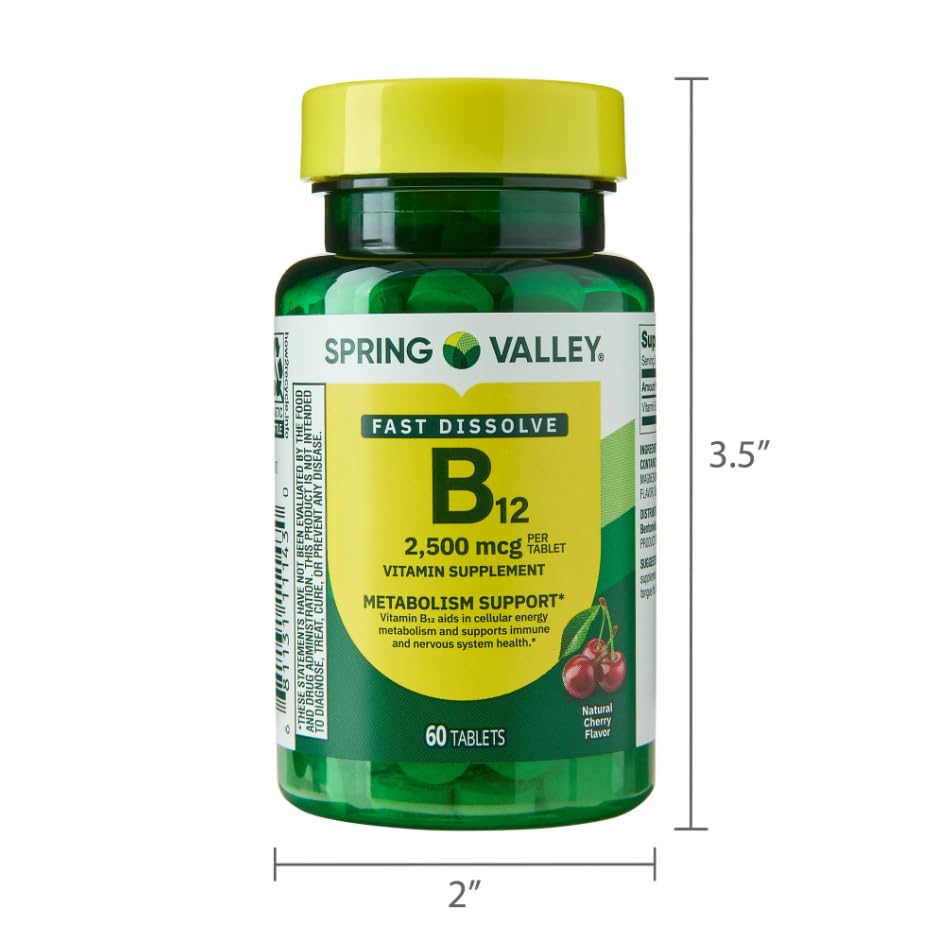 Generic Vitamin B12 Quick-Dissolve Tablets, 2,500 mcg, Cherry Flavor, 60 Tablets