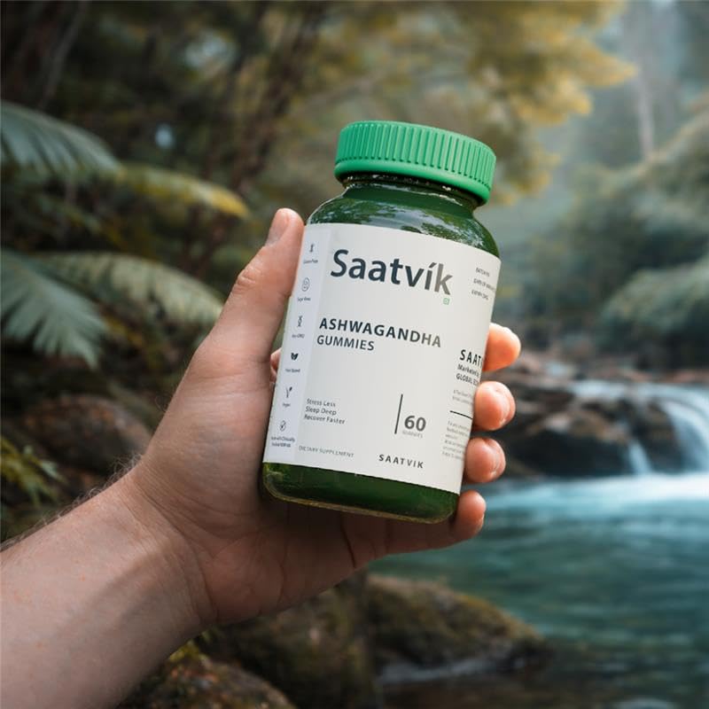 Saatvik Zero Sugar Ashwagandha & Vitamin D Gummies 60 Count