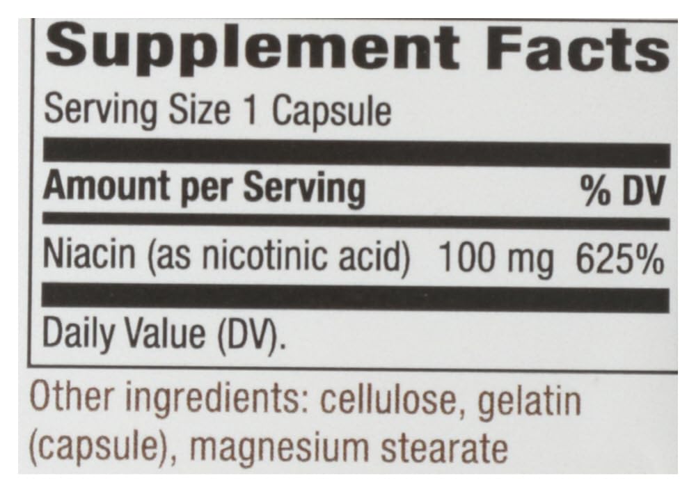 Nature's Way Niacin 100 Mg Capsules, 100 Count