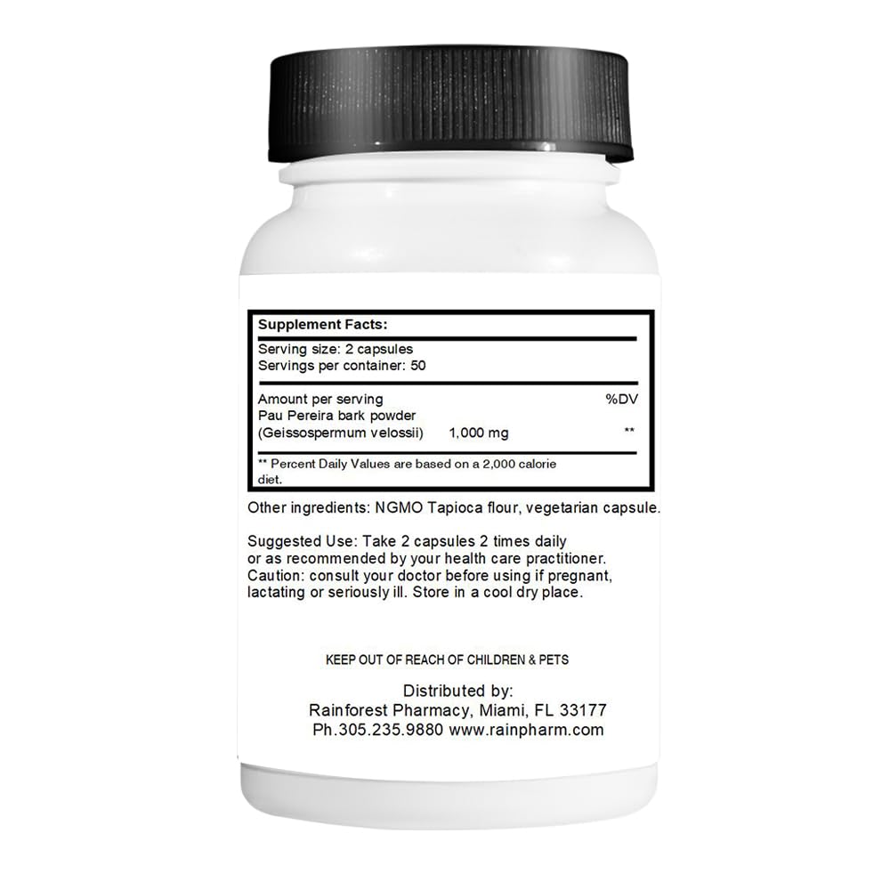 HOPESO Rainforest Pau Pereira 500 mg Vegetarian Capsules, 100 Count