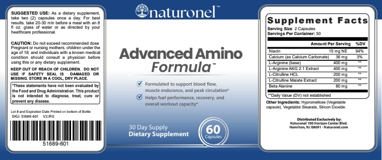 Naturonel Advanced Amino Formula Capsules, 60 Capsules