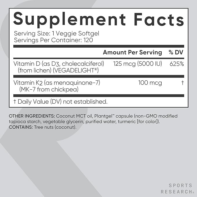 Generic Vitamin D3 with K2 Softgels, 160 Count