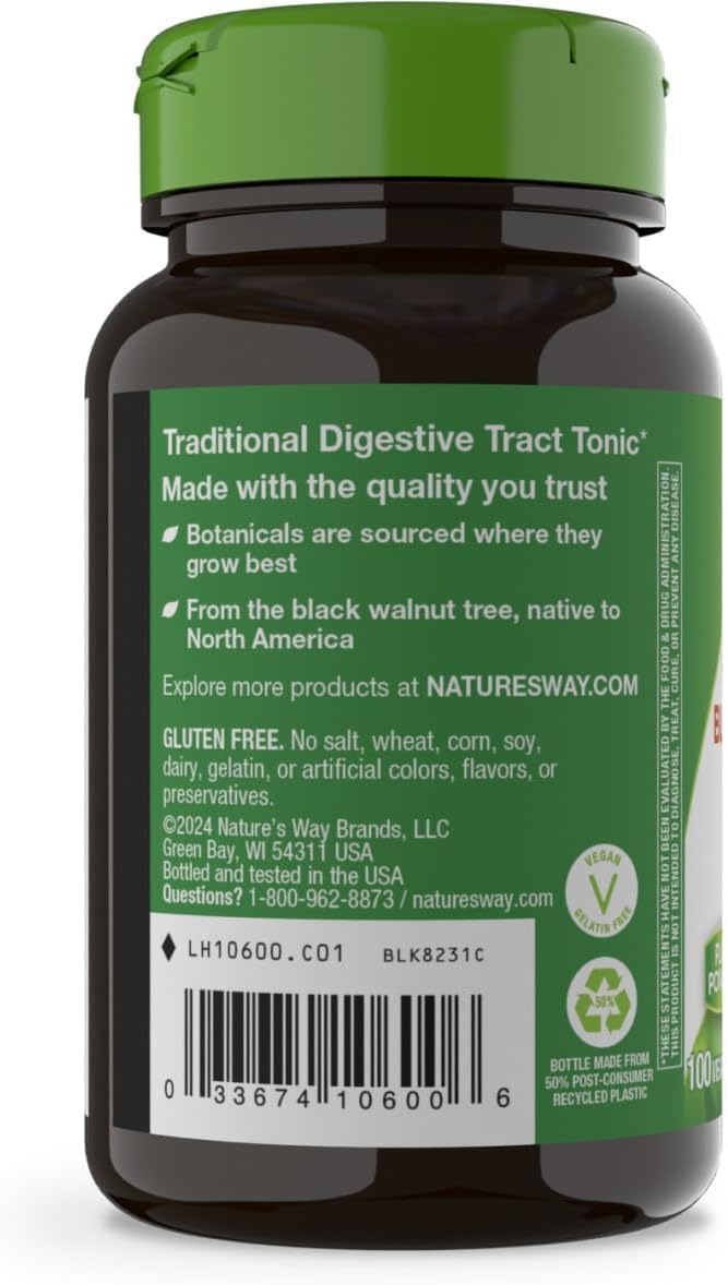 Nature's Way Black Walnut Hulls 500 mg Capsules, 200 Count
