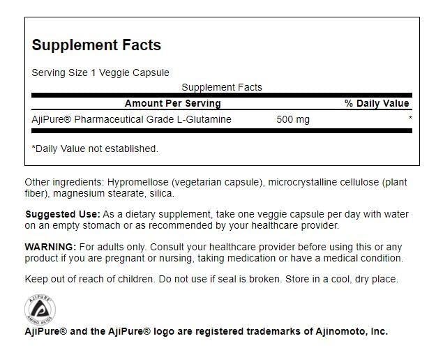 Swanson Amino Acid Ajipure L-Glutamine Capsule 60 Count
