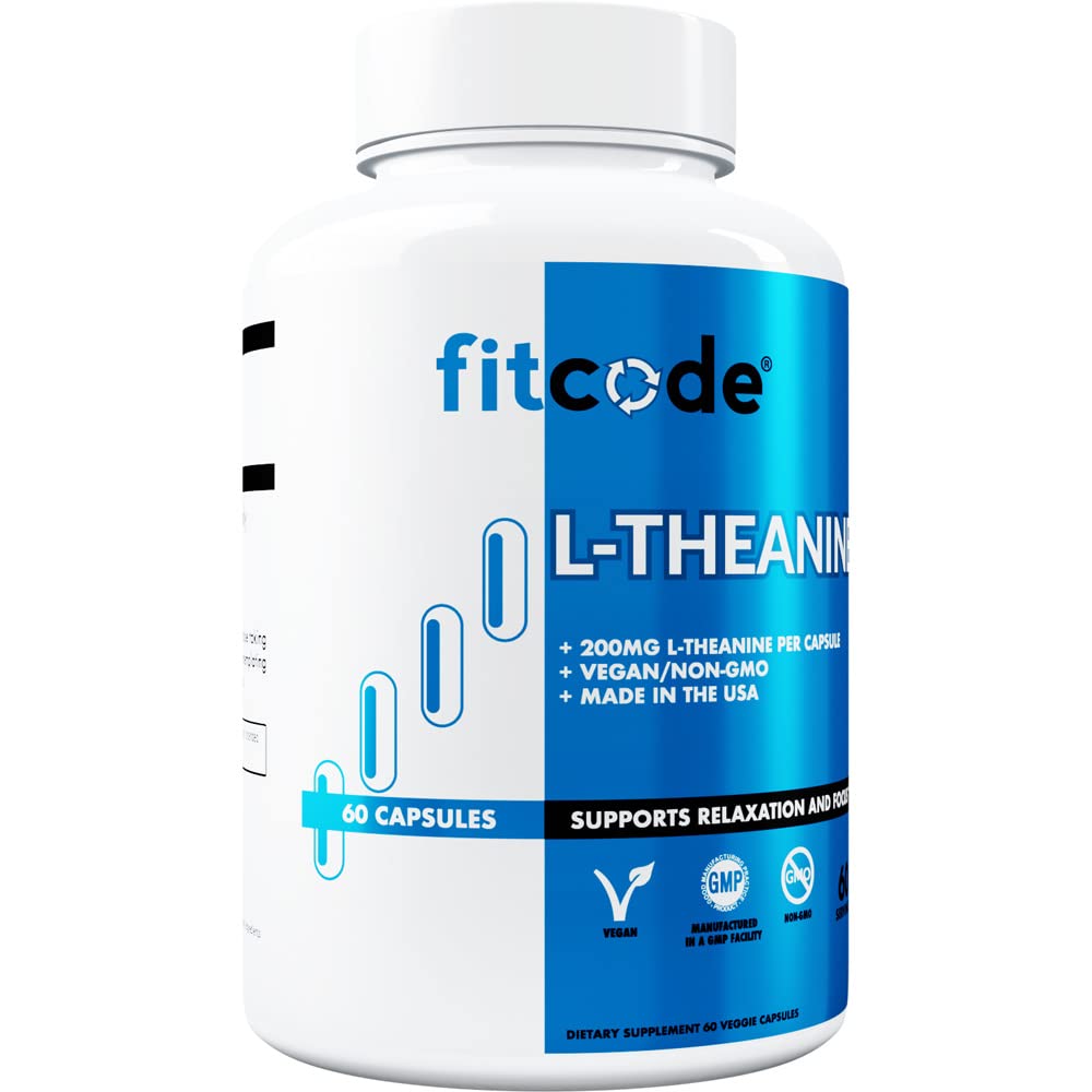 fitcode L-Theanine 200mg Capsules, 60 Count