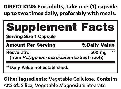 Vitamin World Resveratrol 500 mg, 60 Capsules