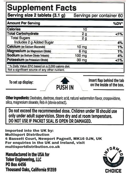 SaltStick Electrolyte FastChews Chewable Electrolyte Tablets Watermelon, 120 Tablets