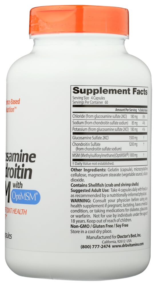 Doctor's Best Glucosamine/Chondroitin/MSM Capsules, 3 Capsules