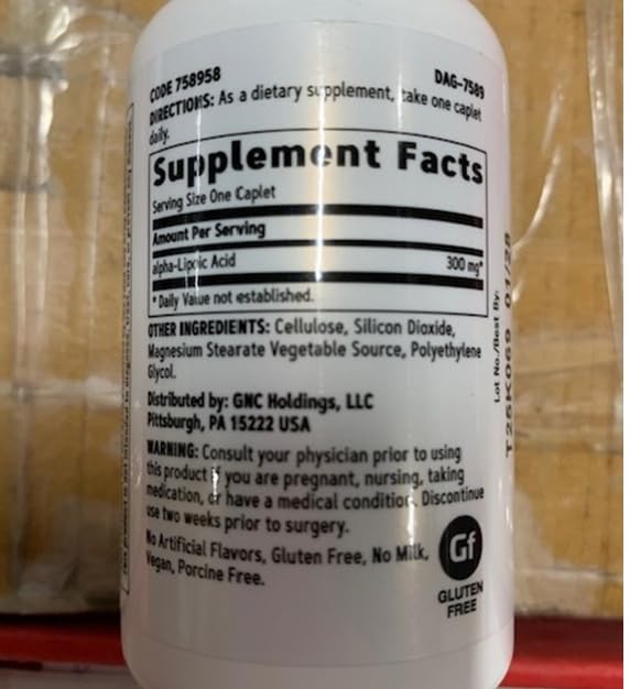 GNC Alpha-Lipoic Acid 300mg Caplet 60 Count