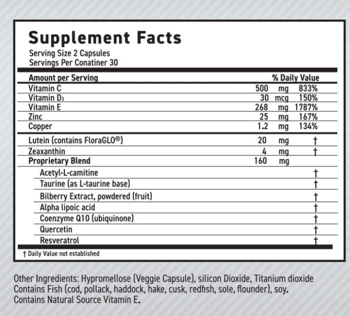 MaxiVision Ocular Formula - AREDS2 - Eye Vitamins & Multivitamin - Lutein and Zeaxanthin, 60 Capsules