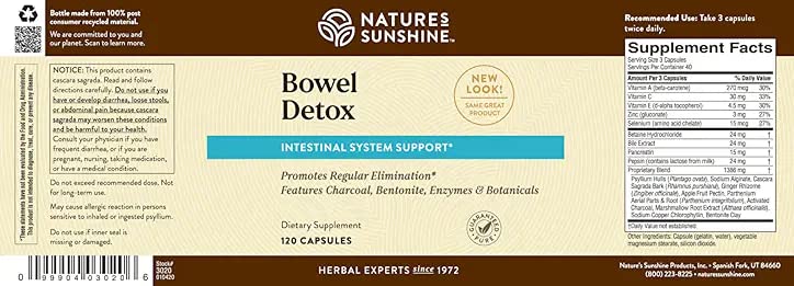 Nature's Sunshine Bowel Detox Capsule, 120 Capsules