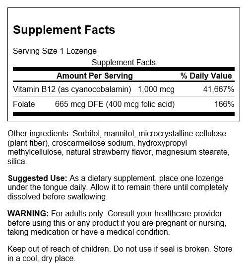 Swanson Vitamin B-12 Lozenges VEGAN LOZENGES 250 Count
