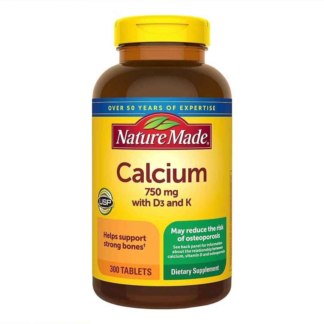 Nature Made Calcium 750 mg with D3 & K Tablets, 300 Count