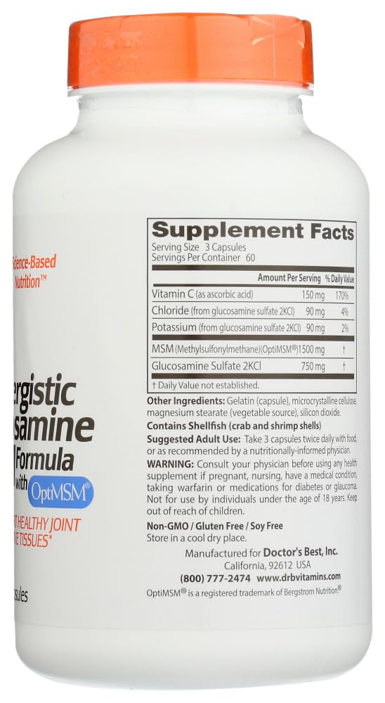 Doctor's BEST Synergistic Glucosamine MSM Formula 180 Capsules