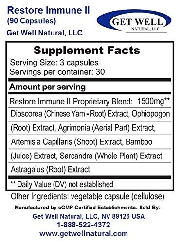Get Well Natural, LLC Restore Immune II 180 Capsules