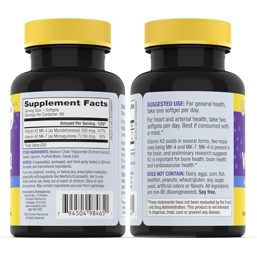 InnovixLabs Full Spectrum Vitamin K2-90 Softgels, 180 Count