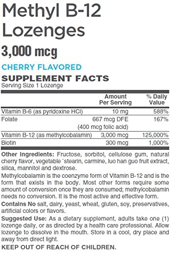 AlchePharma Methyl B-12 3,000mcg Tablet, 100 Count