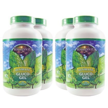 Youngevity Gluco-Gel Glucosamine Sulfate 500mg Joint Support Capsules, 4 Bottles