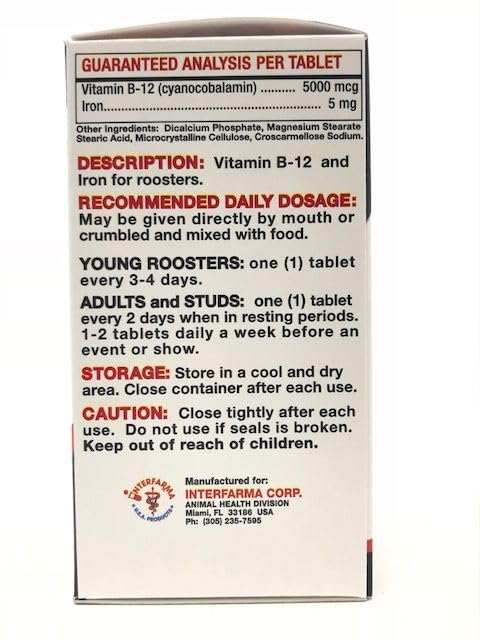 Generic B12-5000 with Iron for Roosters Tablet, 1 Tablet