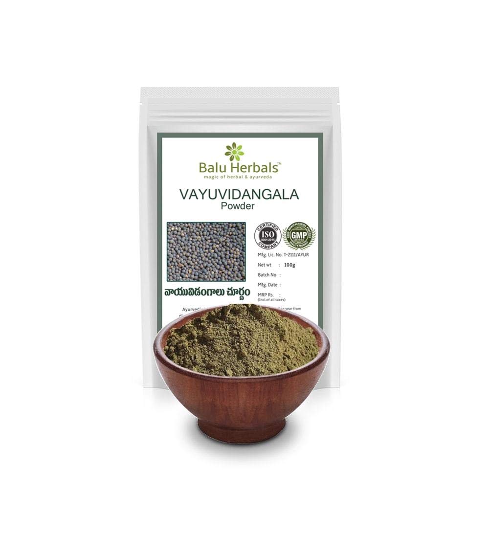 NWIL Balu Herbals Embelia Ribes Vidanga False Black Pepper Vaividang Vayuvidangala Powder, 2 x 100 g