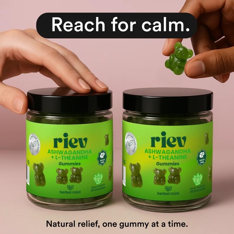 Riev Ashwagandha + L-Theanine Gummies, 30 Gummies